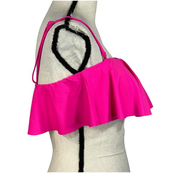 La Blanca SZ 12 Island Goddess Bandeau Bikini Swim Top UPF 50+ Ruffled Pop Pink - Picture 4 of 8